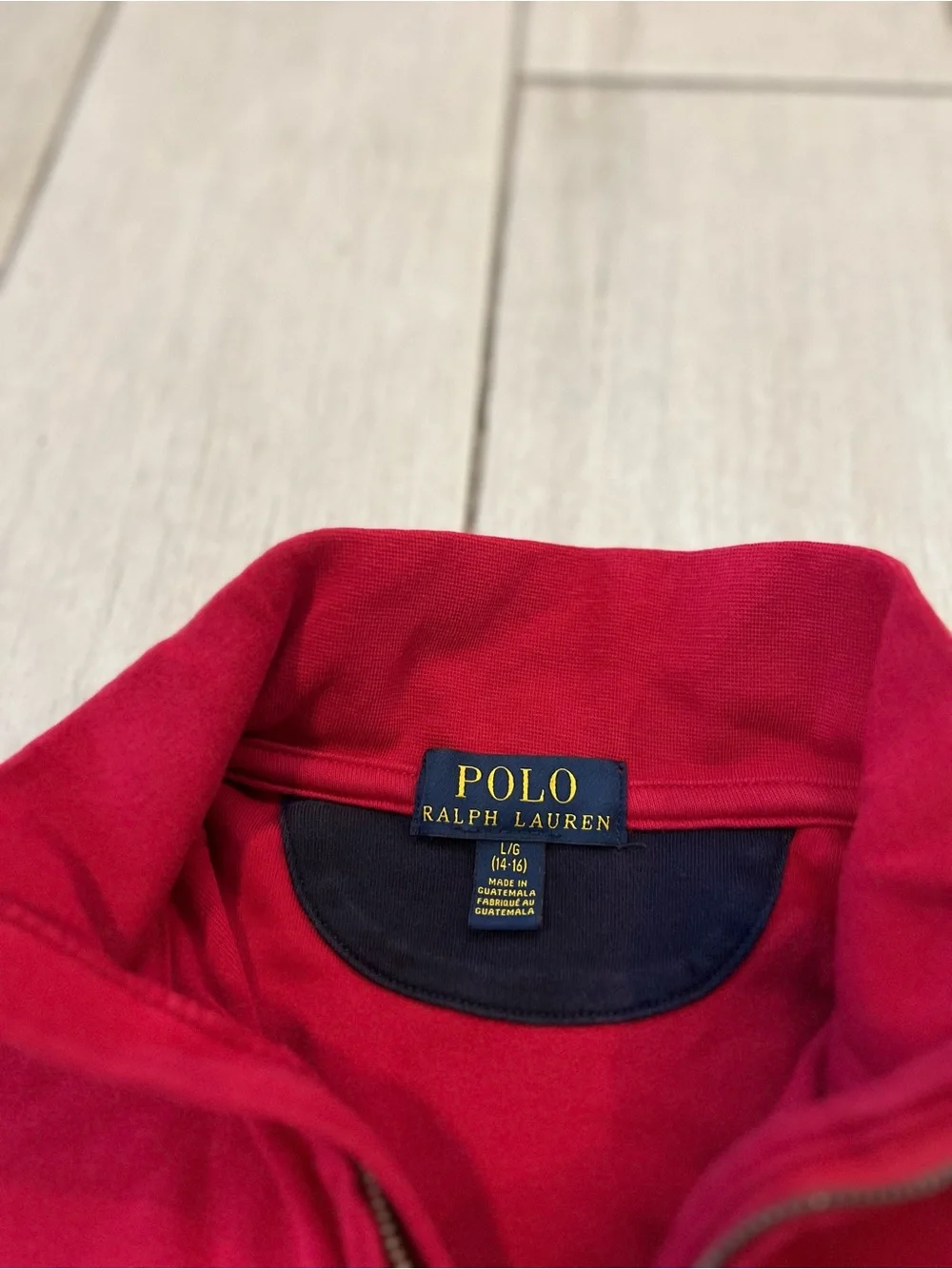 Polo Ralph Lauren Estate Rib Men's Red 1/4 Zip Pullover Knit Sweater L 14/16